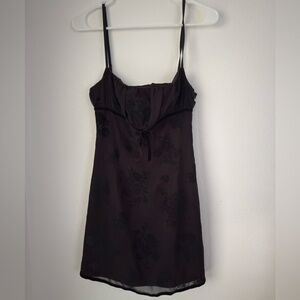 PRINCESS POLLY BLACK VELVET MESH FLORAL COREY MINI DRESS SIZE 2